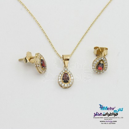 Gold half set - necklace and earrings - tear design-MS0615